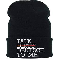 Lustige Strickmütze Talk DEUTSCH to me Deutschland Wintermütze/Seemannsmütze mit Krempe Wollmütze Herren Haube Damen Geschenk Biker Rollmütze/Arbeitsmütze Germany Beanie OneSize von EXPRESS-STICKEREI