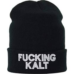 Lustige Strickmütze: Fucking KALT Wintermütze Young Streetwear Spruch Heavy Metal Wollmütze/Unisex Männer Frauen Haube/Mütze/Seemannsmütze/Rollmütze Hip Hop Beanie Cap OneSize von EXPRESS-STICKEREI