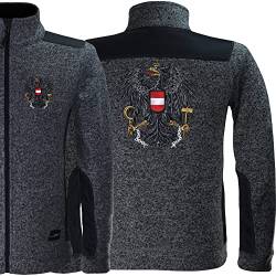 Österreich Flagge Strickfleecejacke Herren/Softshelljacke/Strickjacke BESTICKT - österreichische Fahne Wappen -Kultjacke - Wanderjacke, Sportjacke Fleecejacke Herrenjacke Trachtenjacke Männer von EXPRESS-STICKEREI