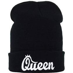 Queen Strickmütze Frauen Streetwear Wintermütze Königin Wollmütze Haube Unisex Geschenk für Beste Freundin Queen Beanie hat Seemannsmütze/Arbeitsmütze Beanie OneSize von EXPRESS-STICKEREI