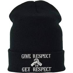 Strickmütze Give Respect - Get Respect Biker Streetwear Rocker Wintermütze/Wollmütze/Haube Männer/Frauen/Teenager Unisex Seemannsmütze/Rollmütze/Arbeitsmütze Long Beanie Cap OneSize von EXPRESS-STICKEREI