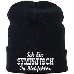 Strickmütze Ich Bin sympathisch - du F***Fehler Outdoor Wintermütze Festival Beanie Cap mit Stickerei Beanie Herren | Heavy Metal Mütze Unisex Biker Wollmütze mit Krempe Skimütze von EXPRESS-STICKEREI