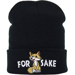 Strickmütze for Fox Sake Wintermütze Fuchs Motiv Heavy Metal Streetwear Lustiger Spruch Biker Wollmütze OneSize Männer Frauen Seemannsmütze/Rollmütze Arbeitsmütze Beanie Cap von EXPRESS-STICKEREI