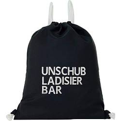 Turnbeutel mit Kordelzug wasserdicht "Unschubladisierbar" Gym Bag schwarz Sportbeutel mit Stickerei | Männer Gymbag Beutel Rucksack Beuteltasche bestickt | lustiges Geschenk für Männer von EXPRESS-STICKEREI