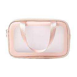 Kulturtasche Damen, TPU Kosmetiktasche Reise Gross Tragbare Make Up Tasche, Nass- und Trockentrennung mit großem Fassungsvermögen, für Schwimmen, Duschen, Zuhause, Reisen (Rosa) von EXQUILEG