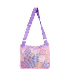 Mesh Strandtasche, Aufbewahrungstasche für Strandspielzeug, Faltbare Handtaschen Einkaufstasche Beach Tote Bag für Strand Familie Shopper Reise (D) von EXQUILEG