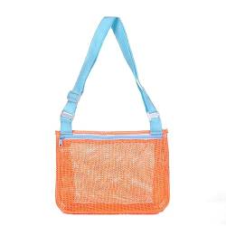 Mesh Strandtasche, Aufbewahrungstasche für Strandspielzeug, Faltbare Handtaschen Einkaufstasche Beach Tote Bag für Strand Familie Shopper Reise (G) von EXQUILEG