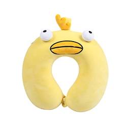 U-Shaped Cartoon Nackenkissen,Kinder Reisekissen Travel Pillow, Neck Pillow für Zug, Flugzeug, Auto, Bus, Schiff (Gelbe Ente) von EXQULEG