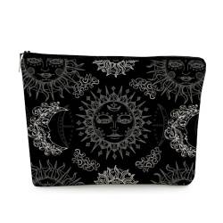 EXUQO Kleine Make-up-Tasche mit Tarot-Muster, Motiv: Sonne und Mond, Geschenk für Teenager, Mädchen, Damen, Tarot-Liebhaber, Reise-Kulturbeutel, Kosmetiktasche, Hexengeschenk für Frauen von EXUQO