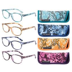 Eyeguard Lesebrille, stilvoll gemusterte Rahmen, modische Damenbrille für Damen, 4 Stück (4 Farben, 1,50) von EYEGUARD