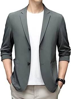 EYESLA Leichter, modischer Sommer-Blazer for Herren, lässige, schmale Anzugjacke, Neuer Revers-Blazer mit Zwei Knöpfen (Color : Green, Size : 3X-Large) von EYESLA