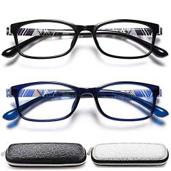 EYEURL 2er-pack Lesebrille Damen und Herren Blaufilter Brille Mischfarbe Lesebrille Anti-blaue Computerbrille mit Federscharnieren Brille Leicht Komfortabler Lesehilfe Vintage Brillen von EYEURL