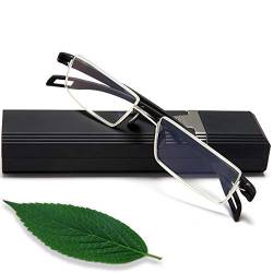 EYEURL Lesebrille mit Ultraleichtem TR90 Brillen Rahmen Lesehilfe aus Metallrahmen mit Brillenetui für Damen und Herren Anti-Blaulicht Lesebrille-1.0 von EYEURL