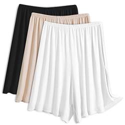 EYNDYN 3er-Pack Damen Half Slip Shorts für Unterkleider Pettipants Half Slip Culotte Shorts Split Rock, Hautfarben, schwarz, weiß, L von EYNDYN