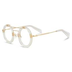 EYPKPL Handgefertigte Brillengestelle, runde Acetat-Brillengestelle, modische und einzigartige Brillengestelle, 137 x 137 mm, Brillen, Unisex von EYPKPL