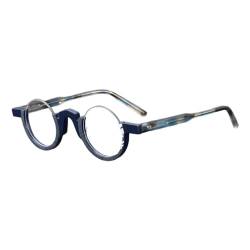 EYPKPL Kreative Brillengestelle, Acetat-Halbrahmen-Brillengestelle, tragbare runde Brillengestelle mit klaren Gläsern von EYPKPL