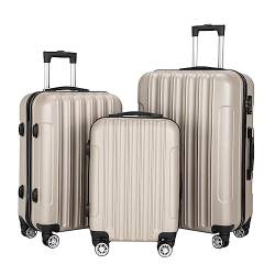 EYPKPL Reisekoffer 3-teilige Koffer, Handgepäck, großes Fassungsvermögen, Aufbewahrungskoffer mit Rollen, modisches Champagner-Gepäck Reibungslos zu verwenden von EYPKPL