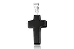 EYS JEWELRY® Damen-Anhänger Kreuz 28 x 16 mm Onyx 925 Sterling Silber schwarz im Etui Damenanhänger von EYS JEWELRY