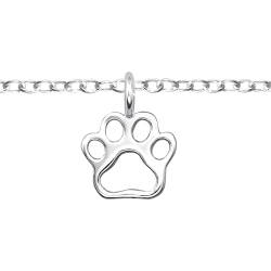 EYS JEWELRY Damen Fußkette Hunde-Pfoten Katzen-Tatzen 925 Sterling Silber 25 cm Anhänger Fußkettchen Geschenke für Frauen von EYS JEWELRY