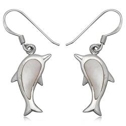 EYS JEWELRY Ohrhänger Damen Delfin 925 Sterling Silber Perlmutt Muschel weiß Damen-Ohrringe von EYS JEWELRY