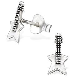 EYS JEWELRY Ohrstecker Damen Gitarre Musik 925 Sterling Silber oxidiert Damen-Ohrringe von EYS JEWELRY