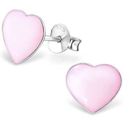 EYS JEWELRY Ohrstecker Damen Herz 925 Sterling Silber Perlmutt Muschel rosa-pink Damen-Ohrringe von EYS JEWELRY
