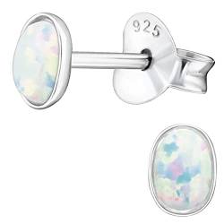 EYS JEWELRY Ohrstecker Damen Oval 925 Sterling Silber Opal Fire Snow Damen-Ohrringe von EYS JEWELRY