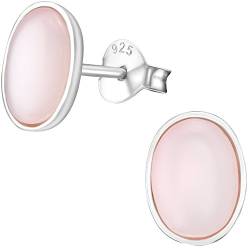 EYS JEWELRY Ohrstecker Damen Oval 925 Sterling Silber Perlmutt Muschel rosa-pink Damen-Ohrringe von EYS JEWELRY