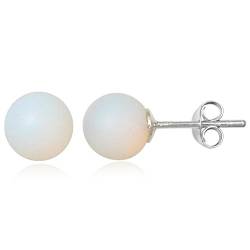 EYS JEWELRY Ohrstecker Damen Perlen 925 Sterling Silber Glas weiß Damen-Ohrringe von EYS JEWELRY