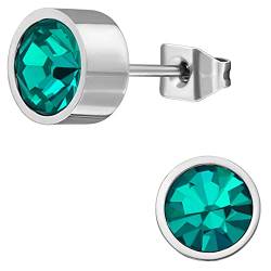 EYS JEWELRY Ohrstecker Damen rund 316L Chirurgenstahl Glitzer-Kristalle zirkon-blau Damen-Ohrringe von EYS JEWELRY