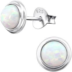 EYS JEWELRY Ohrstecker Damen rund 925 Sterling Silber Opal Fire Snow Damen-Ohrringe von EYS JEWELRY