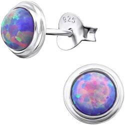 EYS JEWELRY Ohrstecker Damen rund 925 Sterling Silber Opal Multi Lavender Damen-Ohrringe von EYS JEWELRY