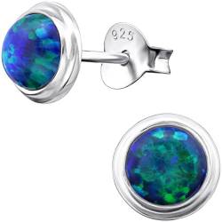 EYS JEWELRY Ohrstecker Damen rund 925 Sterling Silber Opal Peacock Damen-Ohrringe von EYS JEWELRY