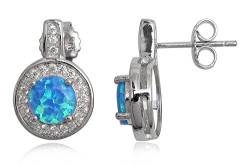 EYS JEWELRY Ohrstecker Damen rund 925 Sterling Silber Opal Zirkonia blau Damen-Ohrringe von EYS JEWELRY