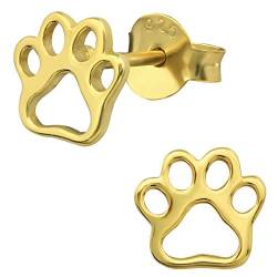 EYS JEWELRY Pfoten Ohrringe Silber 925 für Damen und Mädchen - 7 mm vergoldet - Hunde Katzen Tatzen Ohrstecker von EYS JEWELRY