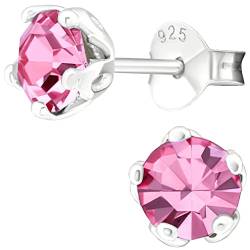 EYS JEWELRY runde Zirkonia Damen Ohrringe Silber 925 - Kristall Ohrstecker rosa 6 mm - Stecker von EYS JEWELRY