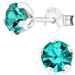 EYS JEWELRY runde Zirkonia Damen Ohrringe Silber 925 - Kristall Ohrstecker zirkon-blau 6 mm - Stecker von EYS JEWELRY