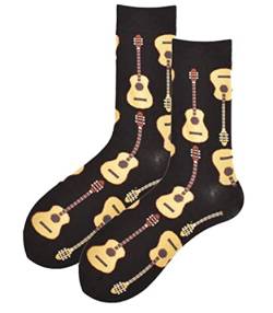 EZB Musikliebhaber Gitarre Crew Socken | Geschenkidee für Männer Frauen Jungen & Mädchen | Smart Fun Design | Größe 37-42 | Gitarren, Gitarren von EZB