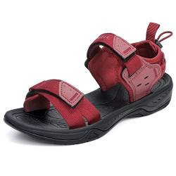 EZEREELL Herren Damen Sandalen Sommer. Frauen Flach bequem Wandernsandalen outdoorsandalen trekkingsandalen Klettverschluss wasserfest Trekking Sport Wasse outdoor wandern barfuß Rote 38 von EZEREELL