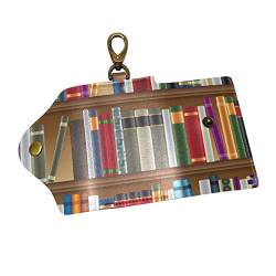 EZIOLY Bibliothek Regale mit alten Büchern PU Leder Auto Schlüsselanhänger Kartenhalter mit 6 Haken & 1 Schlüsselbund/Ring, Mehrfarbig, Einheitsgröße von EZIOLY