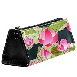 EZIOLY Blühende rosa Lotus Blumen Stifttasche Schreibwaren Beutel Bleistift Tasche Kosmetiktasche Tasche Kompakte Reißverschlusstasche von EZIOLY