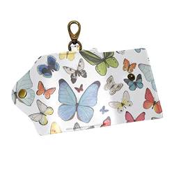 EZIOLY Bunte Schmetterlinge PU Leder Auto Schlüsselanhänger Kartenhalter mit 6 Haken & 1 Schlüsselbund/Ring, Mehrfarbig, Einheitsgröße von EZIOLY