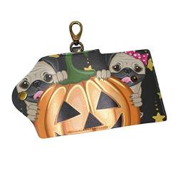 EZIOLY Halloween Hunde mit Kürbis PU Leder Auto Schlüsselanhänger Kartenhalter mit 6 Haken & 1 Schlüsselanhänger / Ring, Mehrfarbig, Einheitsgröße, Kette von EZIOLY