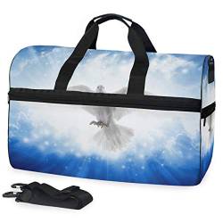 EZIOLY Holy Spirit Bird Sky Light Shines From Heaven Travel Duffel Bag Overnight Weekender Bag for Men Women von EZIOLY