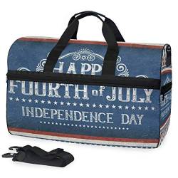 EZIOLY Patriotische Reisetasche mit Aufschrift "Happy Fourth Of Juli", für Damen und Herren von EZIOLY