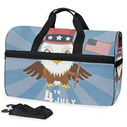 EZIOLY Patriotischer Adler 4. Juli mit USA-Flagge, Reisetasche, Reisetasche, Wochenendtasche für Männer und Frauen von EZIOLY