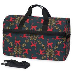 EZIOLY Reisetasche mit roten Affen im Vintage-Stil, für Damen und Herren von EZIOLY