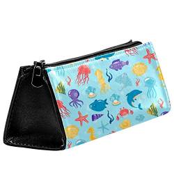 EZIOLY Sea Underwater Animals Pen Bag Schreibwaren-Beutel Bleistifttasche Kosmetiktasche Kompakte Reißverschlusstasche von EZIOLY