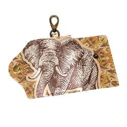 EZIOLY Stilisierte Fantasie Elefant PU Leder Auto Schlüsselanhänger Kartenhalter mit 6 Haken & 1 Schlüsselbund/Ring, Mehrfarbig, Einheitsgröße, Kette von EZIOLY
