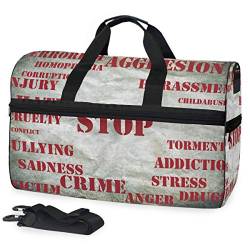 EZIOLY Stop Violence Symbol rote Buchstaben Grunge Reisetasche Übernachtung Wochenender Tasche für Männer Frauen von EZIOLY